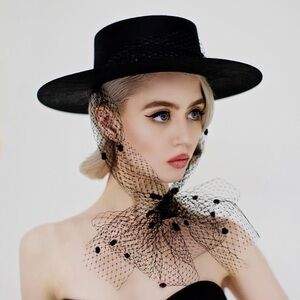 Bijou Van Ness Debutante Black Wool Felt Hat